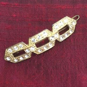 Vintage Hair Ornament Barrette Embelished with Rhinestones